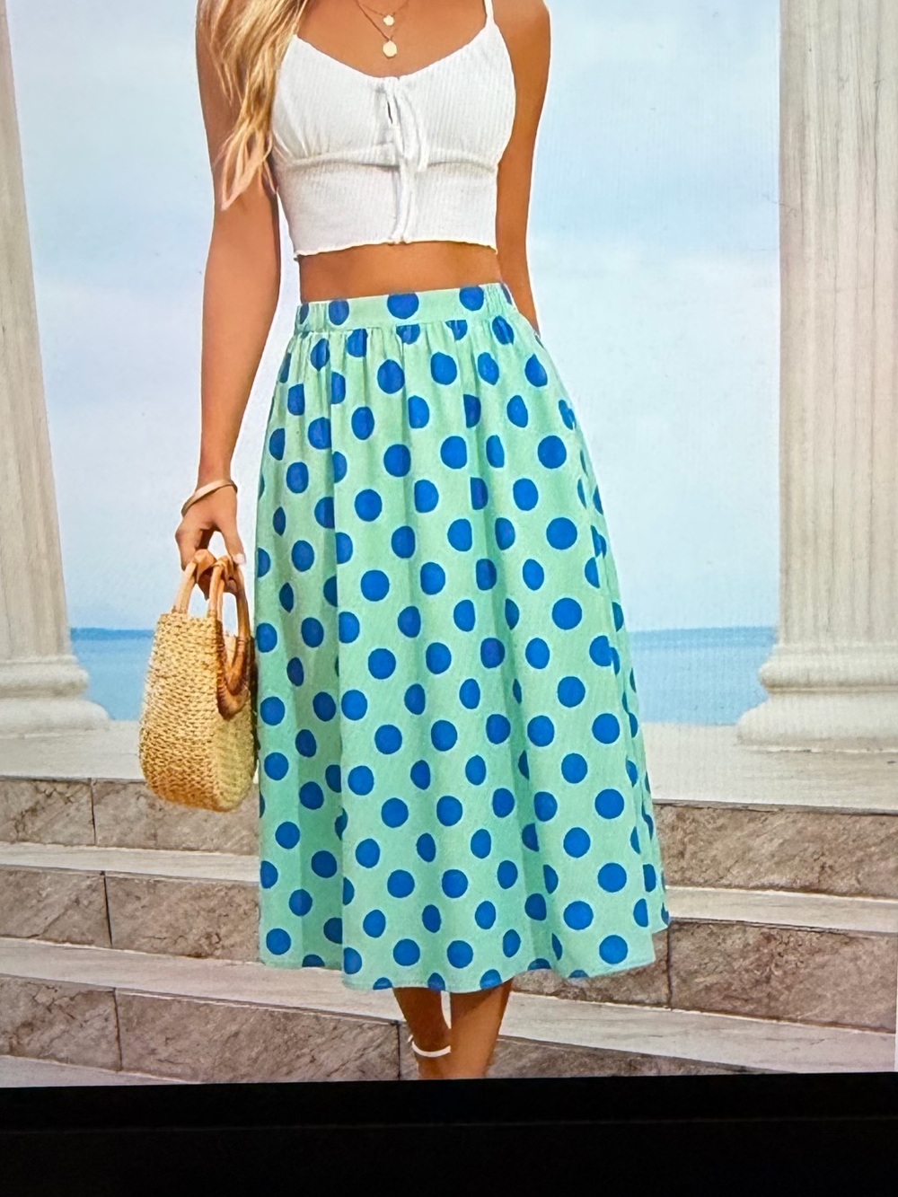 Blue Polka Dot Maxi Skirt - NWT - Size XL
